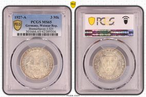 1927-A 3 Mk Bremerhaven J-325 MS65
