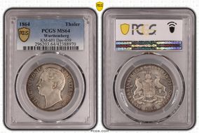 1864 Thaler KM-601 Dav-959 MS64