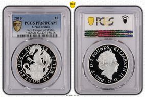 2018 £2 Red Dragon of Wales Queen's Beasts Ag PR69DCAM
