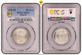 1930-BP 50 Leva KM-42  Ag MS63