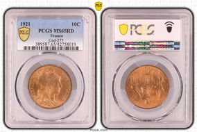 1921 10C Gad-277 F-136 MS65RD