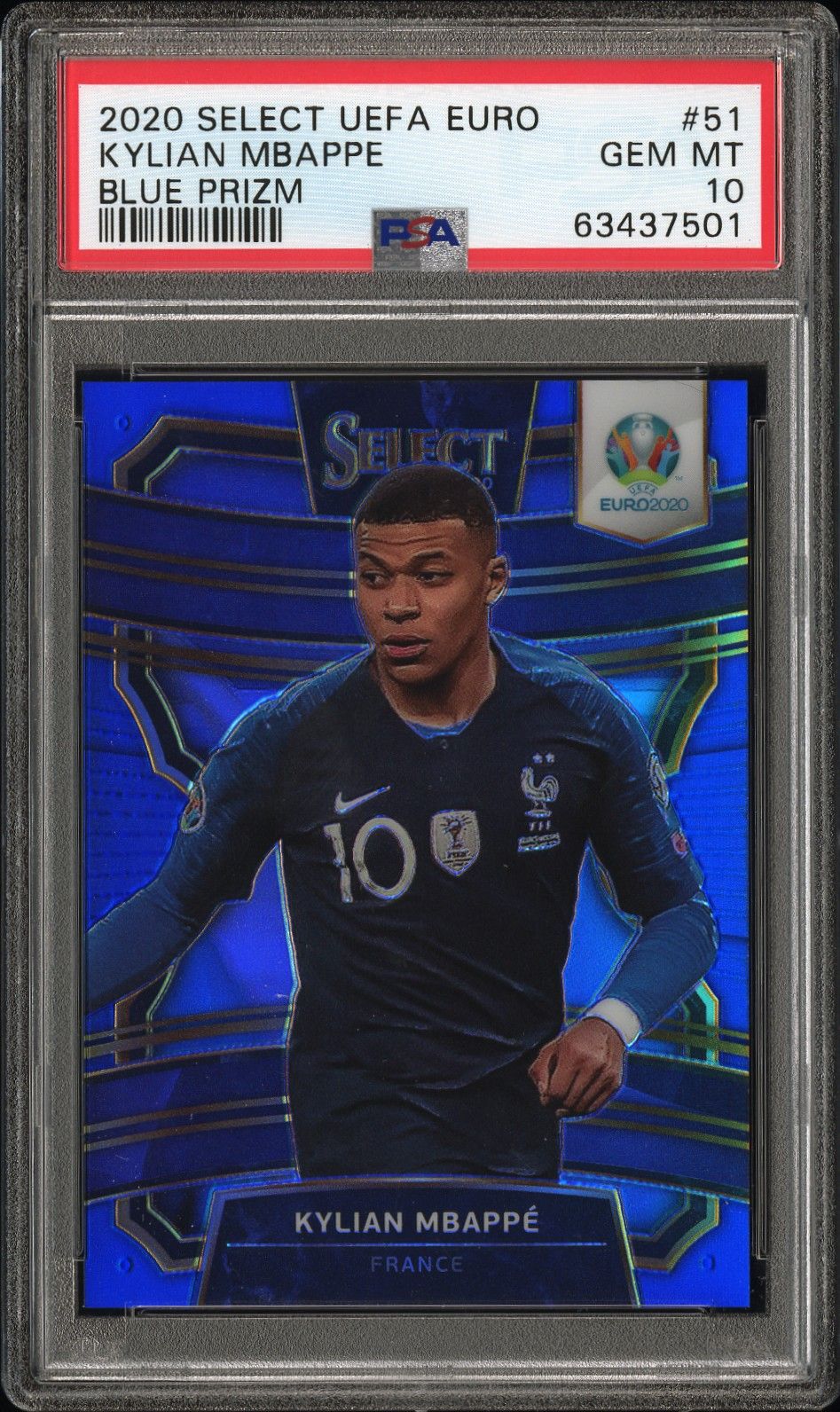 2020 Panini PANINI SELECT UEFA EURO BLUE PRIZM #51 Kylian Mbappe front