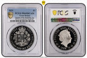 2021 £5 Queens 95th Birthday Ag PR69DCAM