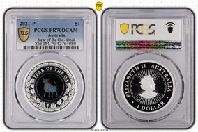 2021-P $1 Year of the Ox Opal Ag PR70DCAM