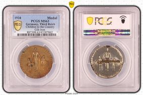 1934 Medal Children to the Country Gilt Iron SP63