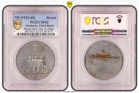 1936 Medal Reich Party Day Zn Matte MS62