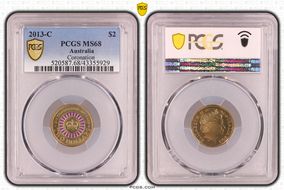 2013-C $2 Coronation Colorized MS68