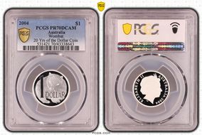 2004 $1 Wombat Ag 20 Yrs of the Dollar Coin PR70DCAM