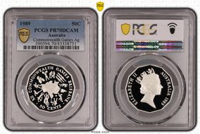 1989 50C Commonwealth Games Ag PR70DCAM