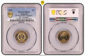 2019 $2 60 Yrs of Mr. Squiggle Mr. Squiggle Colorized MS64