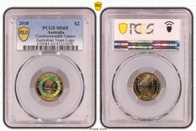 2018 $2 Commonwealth Games Australian Team Logo MS65