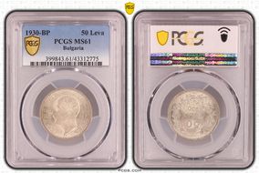 1930-BP 50 Leva KM-42  Ag MS61