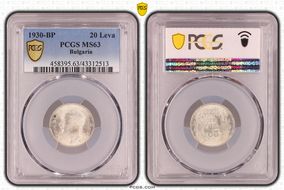 1930-BP 20 Leva KM-41  Ag MS63