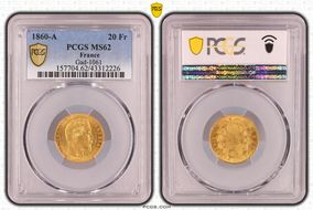 1860-A 20 Fr Gad-1061 MS62