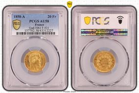 1858-A 20 Fr Gad-1061 F-531 AU58