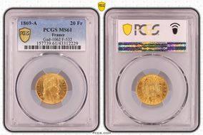 1869-A 20 Fr Gad-1062 F-532 MS61