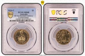 2016-C $1 50 Yrs Decimal Currency Canberra Counterstamp MS68