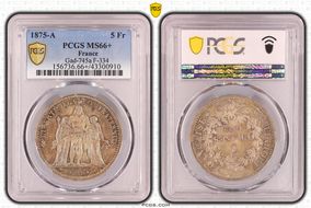 1875-A 5 Fr Gad-745a F-334 MS66+