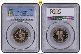 1988 10 Fr R. Garros Gad-821 Tranche B MS66