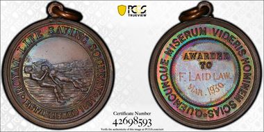 "1891" Medal Royal Life Saving Society AE Seriffs MS64