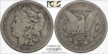 1888-O $1 VAM 4, Hot Lips VG8