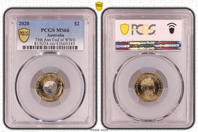 2020 $2 75th Ann End of WWII Colorized MS66