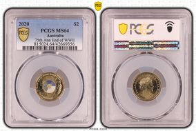 2020 $2 75th Ann End of WWII Colorized MS64