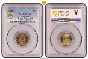 2016 $2 Olympic Team - Red Colorized MS66