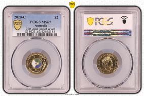2020-C $2 75th Ann End of WWII Colorized MS67