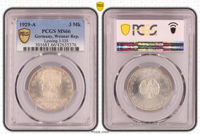 1929-A 3 Mk Lessing J-335 MS66