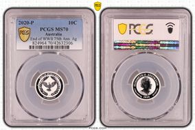2020-P 10C End of WWII 75th Ann. Ag MS70
