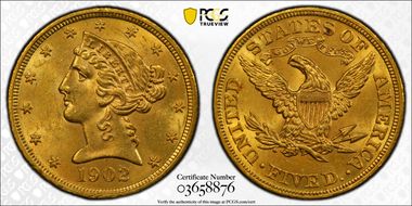 1902 $5 MS63