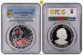 2021 $5 Redback Spider Colorized PR69DCAM