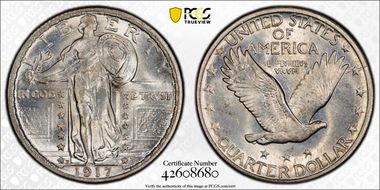 1917-D 25C Type 2 MS67+