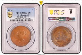 1854 1D NB-2B2 BR-911 MS63BN
