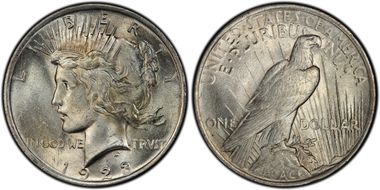 1923 $1 VAM 1G, Tiara Die Gouge MS63