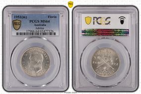 1951(m) Florin Jubilee KM-47  Ag MS64