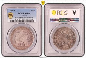 1849-A 5 Fr Gad-683 F-326 Hercule MS66