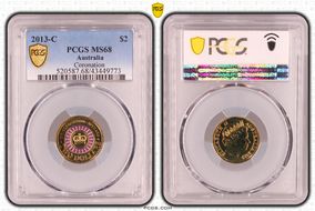 2013-C $2 Coronation Colorized MS68