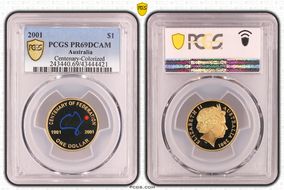 2001 $1 Centenary-Colorized PR69DCAM