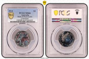 2014 $1 Mob of Roos CuNi  Colorized MS66