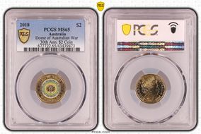 2018 $2 Dome of Australian War 30th Ann. $2 Coin Colorized MS65