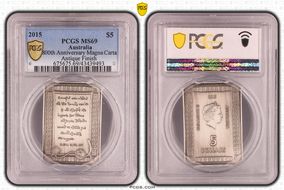 2015 $5 800th Anniversary Magna Carta Antique Finish MS69