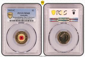 2012-C $2 Remembrance Day Colorized MS68