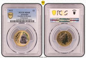 2012 $1 Gorilla Al-Bronze Colorized MS68