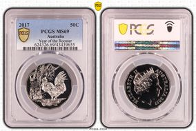 2017 50C Year of the Rooster MS69