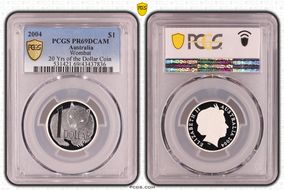 2004 $1 Wombat Ag 20 Yrs of the Dollar Coin PR69DCAM