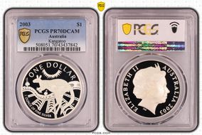 2003 $1 Kangaroo Ag PR70DCAM