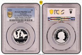 2021 $1 U- Ulysses Butterfly Ag Great Aussie Coin Hunt PR69DCAM