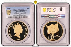 1990 $5 ANZAC Memorial PR69DCAM